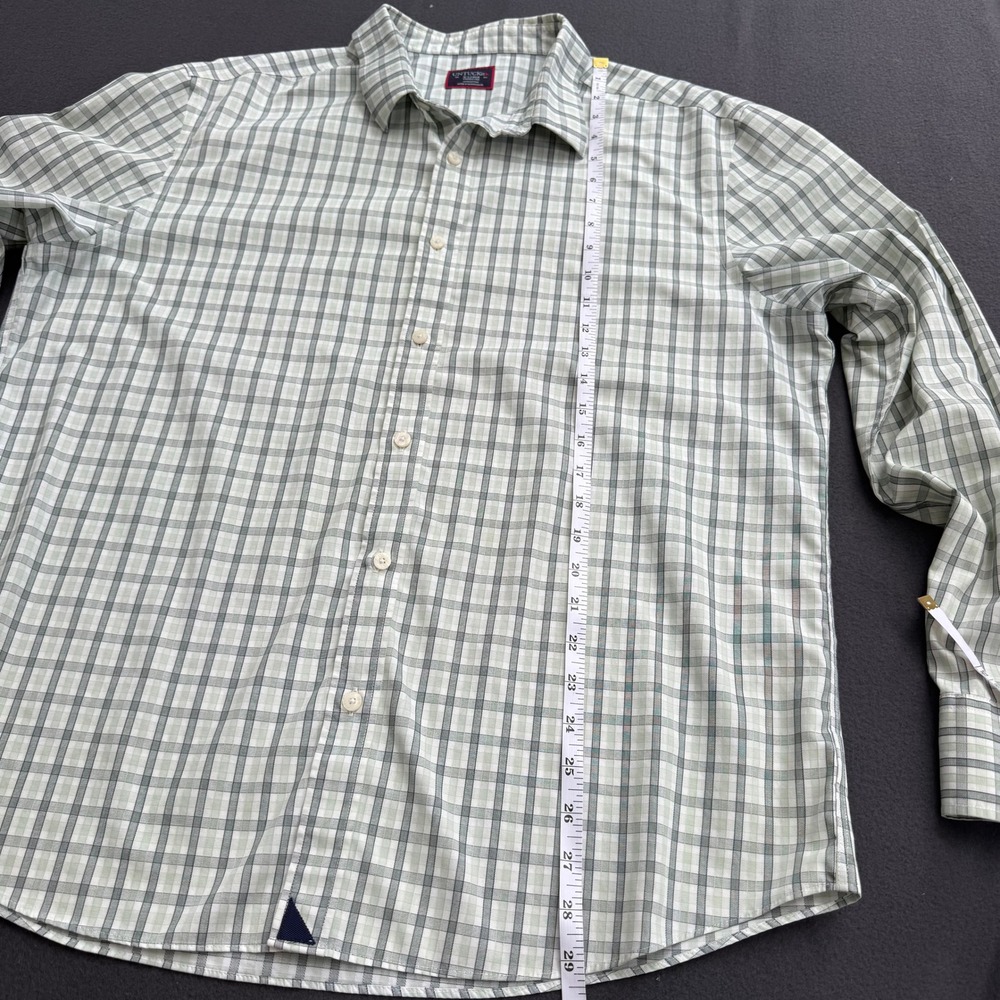 UNTUCKit Mens XL Green White Plaid Wrinkle Free Cotton Long Sleeve Button Down - Picture 3 of 9